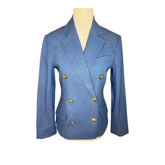 NEW Derek Lam 10 Crosby Myla Blue Double Breasted Blazer Size 2 NWT - Picture 2 of 7